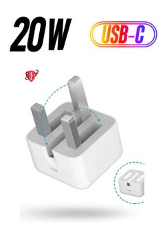 20W Foldable Fast Charging Wall Adapter Compatible with Apple iPhone12 Pro Max/11 Pro Max/SE/iPad