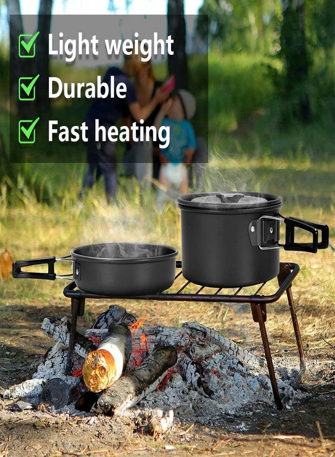 aiGear Camping Cooking Set Cookware Mess Kit with Storage Bag Pot Pan and Teapot Set Camping Accessories for Outdoor Camping Hiking Picnic Portable and Lightweight Aluminum Color Green (CC5339GN) - Image 2