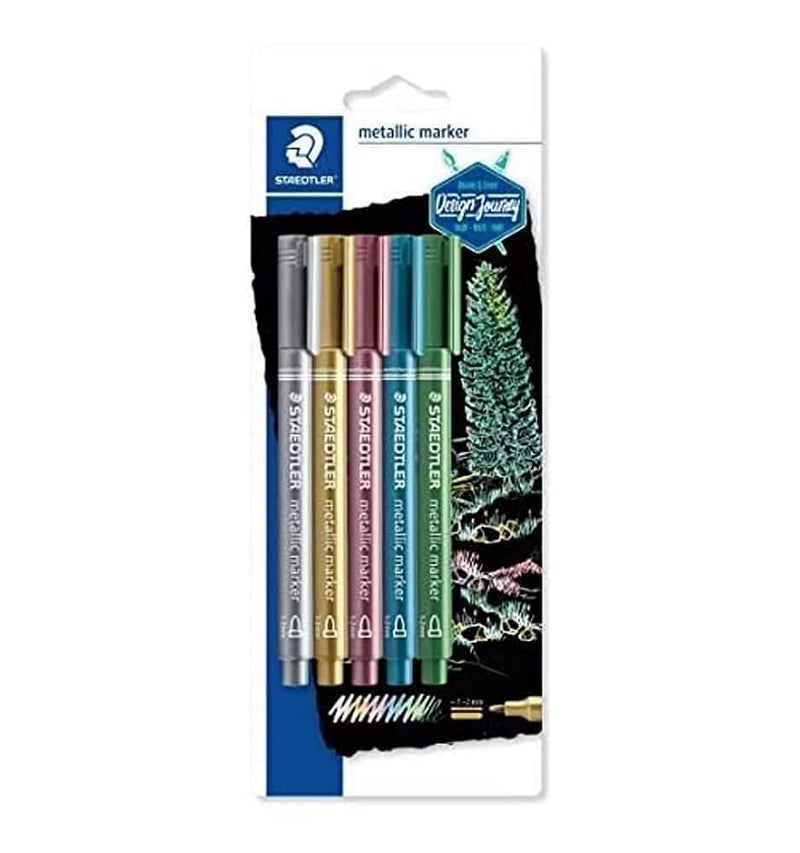STAEDTLER 8323-S BK5 Metallic Markers - Assorted Colours (Pack of 5) - Image 1
