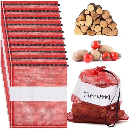GliCraft 10 Pcs Onion Bags Reusable Mesh Produce Storage with Drawstring Firewood Bags Onion Potato Storage Sacks for Garden Vegetable Fruit Produce Packaging Supplies (22 x 28 Inch) - Image 1