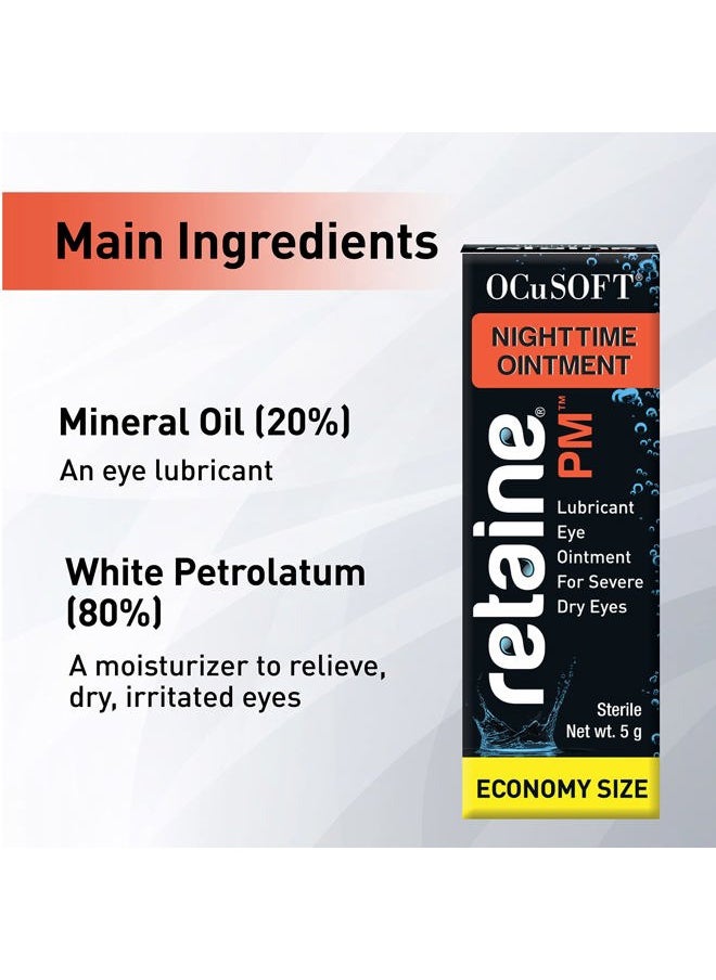 OCuSOFT - Retaine PM Nighttime Ointment - Lubricant Eye Ointment for Overnight Dry Eye Comfort - Cools and Soothes Irritated Eyes - 5g Tube - Image 1