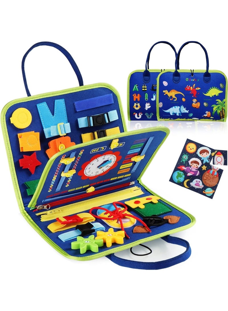 TRASSLE Busy Board Montessori Toy for 3+ Year Old Toddlers - Educational Activity Developing Sensory Board for Fine Basic Dress Motor Skills - Travel Toys for Plane Car, Gift for Boys Girls (Blue) - Image 1