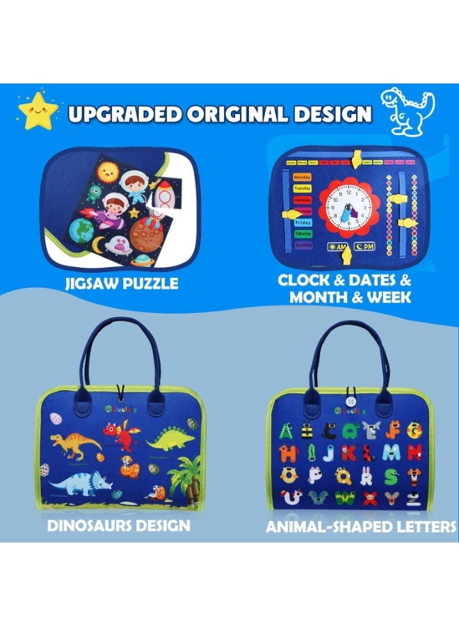 TRASSLE Busy Board Montessori Toy for 3+ Year Old Toddlers - Educational Activity Developing Sensory Board for Fine Basic Dress Motor Skills - Travel Toys for Plane Car, Gift for Boys Girls (Blue) - Image 5