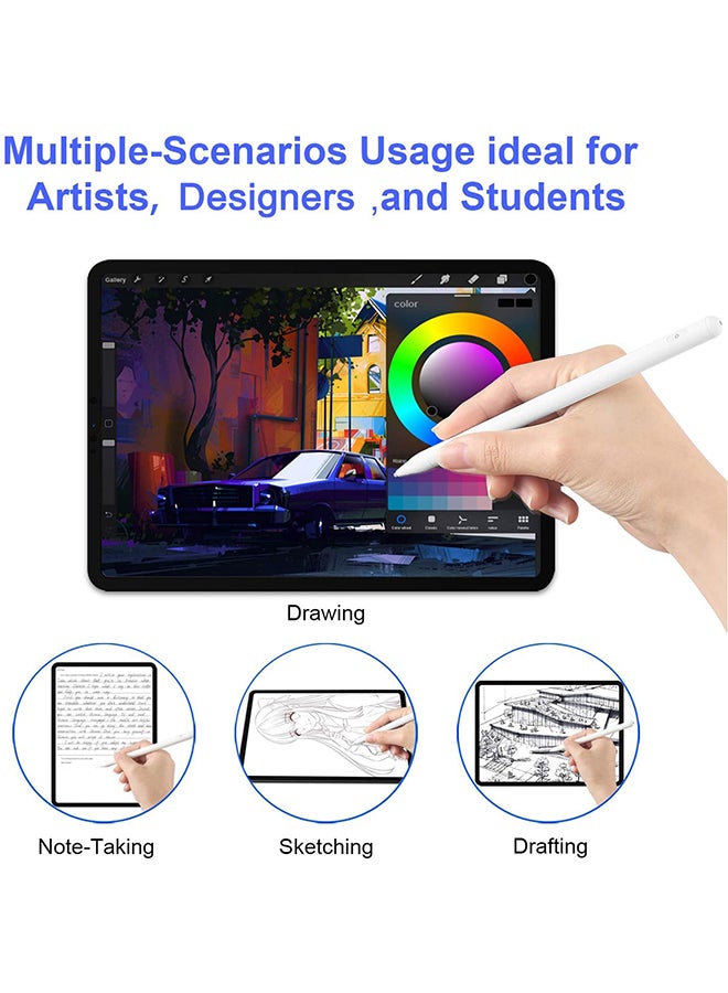 اليشمك قلم إلكتروني لجهاز آي باد بتقنية رفض راحة اليد أبيض - Image 2