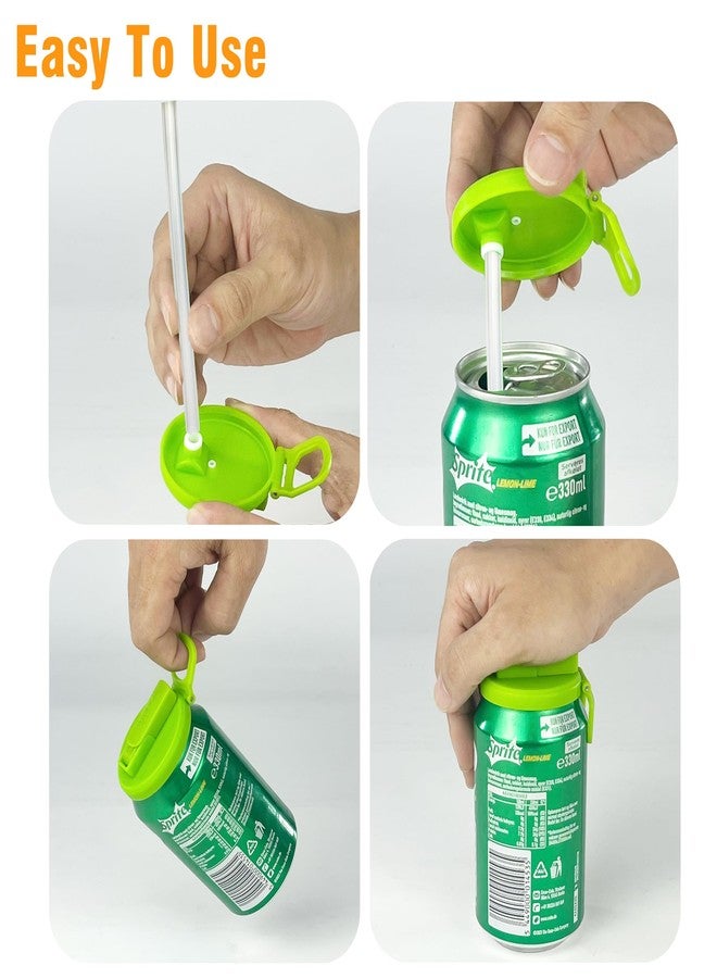 DIPESI 6 pack 6 color Soda Can Lids with Straws, Reusable Silicone Straws Soda Can Covers, BPA-Free,Airtight Seal, Easy to Use, Prevents Spills, Fits Standard Cans. (Colour mixture) - Image 5