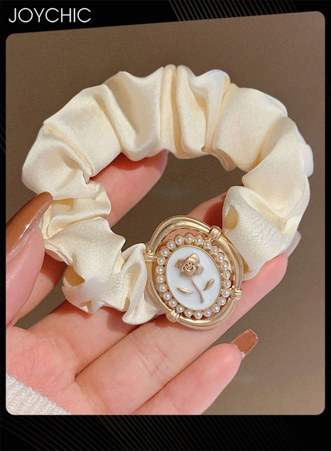 Joychic 2 piece Women Simple and Versatile Hair Elastics Hair Loop Vintage Satin Large Intestine Loop Hair Ornament Headband - Image 5