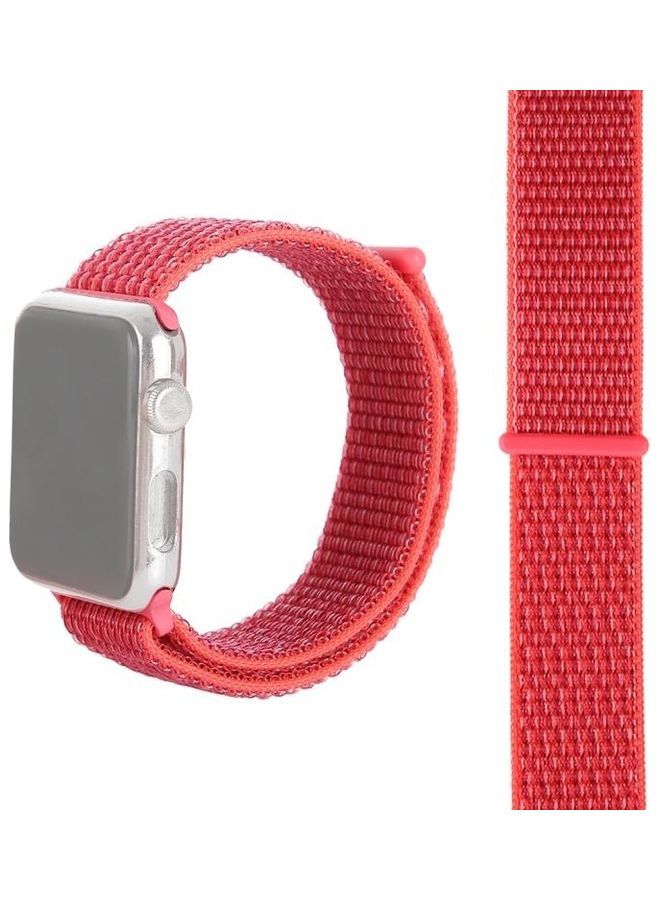 NIBEMINENT Simple Fashion Nylon Strap for Apple Watch Series 7/6/SE/5/4/3/2/1 38/40/41mm, with Magic Stick Rose Red - Image 1