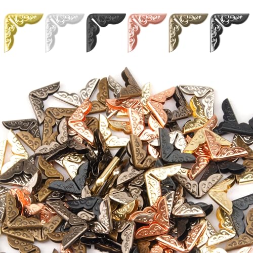 Asofelk 120PCS Metal Book Corner Protectors, Vintage Metal Book Corner Protector for Photo Album, Notebook Cover Book Protector/Book Scrapbooking Corner Protector for Schoolbook - Image 1