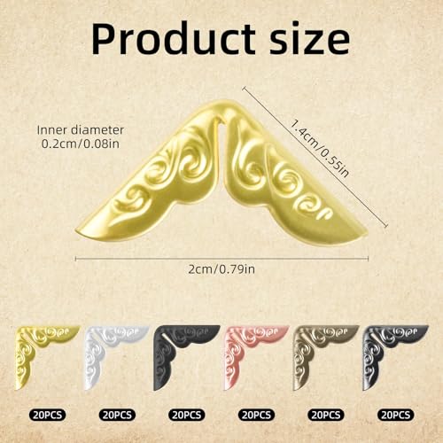 Asofelk 120PCS Metal Book Corner Protectors, Vintage Metal Book Corner Protector for Photo Album, Notebook Cover Book Protector/Book Scrapbooking Corner Protector for Schoolbook - Image 2