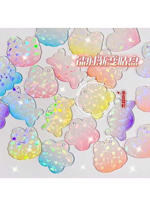 100 Pcs Colorful Laser DIY Puzzle Toy Stickers SetLaser gradient 100 + bead chain Laser gradient 100 + bead chain