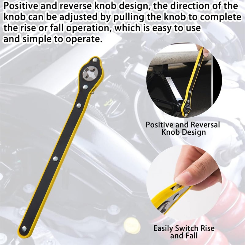 X spring Auto Labor-Saving Jack Ratchet Wrench, Car Jack Lug Wrench with Adapter, Universal 360 Degree Swivel Tire Wheel Jack Wrench, Car Jack Ratchet Wrench Hexagon for Travel Motorcycle, Car, SUV Low dust buildup - Image 2