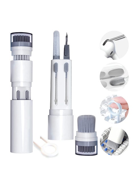 6 in 1 Cleaner Kit for Airpods 1 2 3 Pro Headphones Earbuds and Case & Keyboard Cleaner Kit with Brush and Soft Flocking Pen, Multi-Function Cleaner Kit for Earphones Keyboard Phone Camera