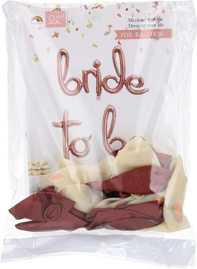 Secret Big BRIDE TO BE Balloons Rose Gold 16in Letters Banner - Decorations Set with 10, Rose Gold Confetti Balloons, 10 Latex Party Balloons