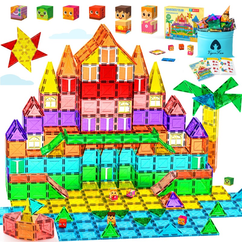 Vigorfun مجموعة ألعاب البناء من بلاطات مغناطيسية VigorFun للأطفال من 3 إلى 5 سنوات مجموعة بناء STEM مع 8 كتل مغناطيسية ألعاب تعليمية حسية هدايا للأطفال الصغار الأولاد والبنات في الفصول الدراسية - Image 3