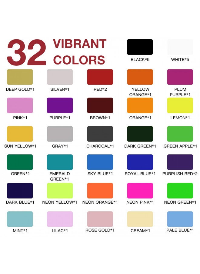 JANDJPACKAGING HTV Heat Transfer Vinyl Bundle - 43 Pack 12" x 10" PU Iron on Vinyl for T-Shirt, 32 Assorted Colors HTV Vinyl for Heat Press Machine - Easy to Cut, Weed & Transfer HTV Vinyl - Image 1