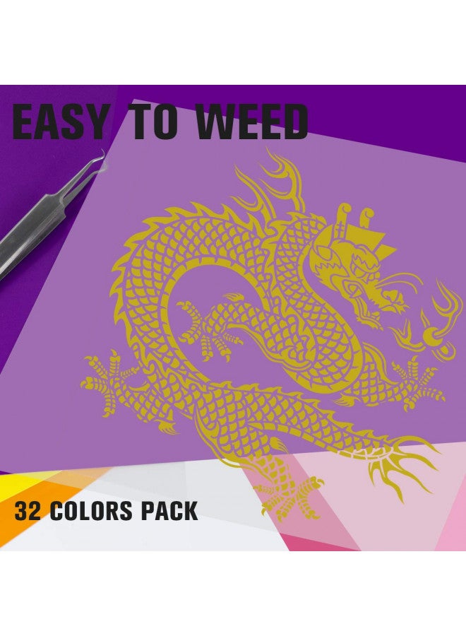 JANDJPACKAGING HTV Heat Transfer Vinyl Bundle - 43 Pack 12" x 10" PU Iron on Vinyl for T-Shirt, 32 Assorted Colors HTV Vinyl for Heat Press Machine - Easy to Cut, Weed & Transfer HTV Vinyl - Image 2