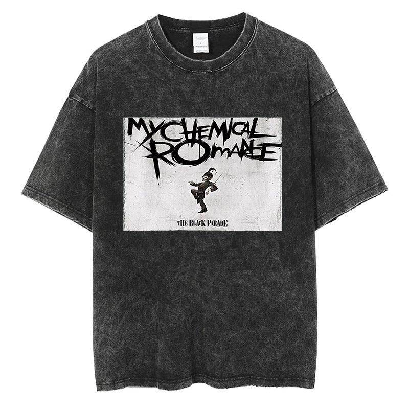 Punk Rock My Chemical Romantic Print T-Shirt Gothic Pattern T-Shirt Men And Women Cotton Street Short-Sleeved T-Shirt - Image 5