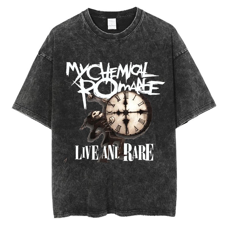 Punk Rock My Chemical Romantic Print T-Shirt Gothic Pattern T-Shirt Men And Women Cotton Street Short-Sleeved T-Shirt - Image 3