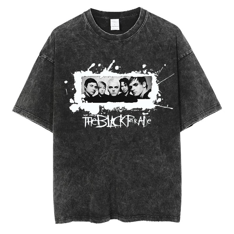 Punk Rock My Chemical Romantic Print T-Shirt Gothic Pattern T-Shirt Men And Women Cotton Street Short-Sleeved T-Shirt - Image 2