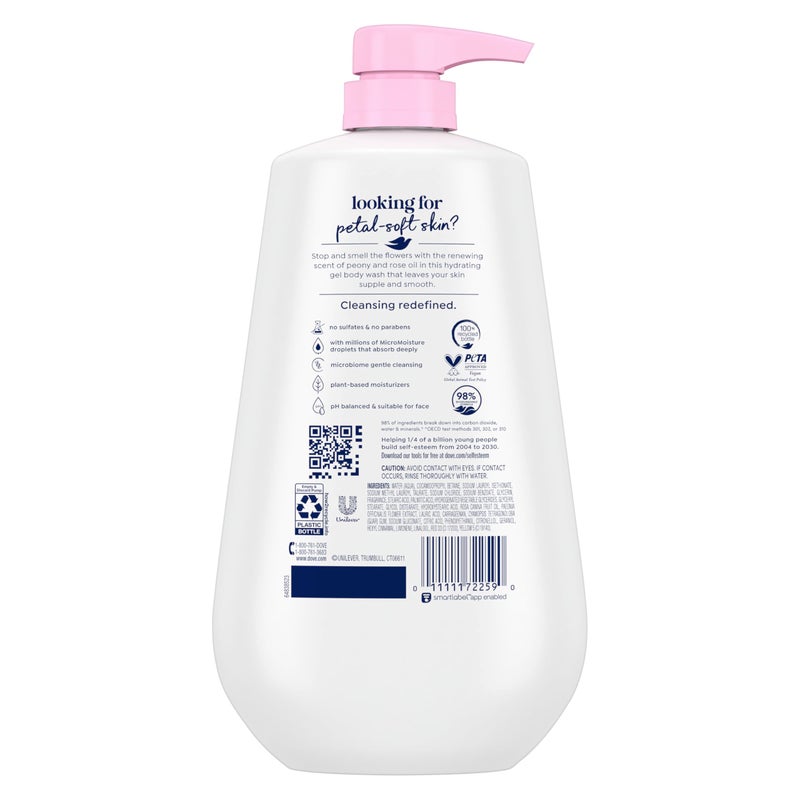 Dove Body Wash with Pump Renew Peony & Rose Oil For 24hr Lotion-Soft Skin Moisturizing Skin Cleanser with No Sulfates No Parabens 30.6 Oz - Image 2