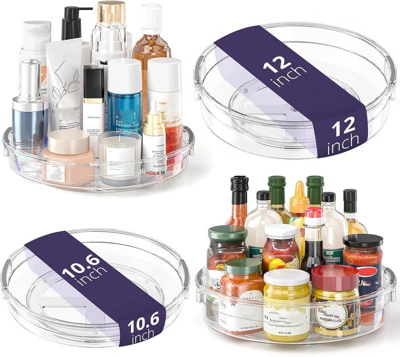 Levesica 2 Pack Lazy Susan Organizer Clear Lazy Susan Turntable for Cabinet - Image 1