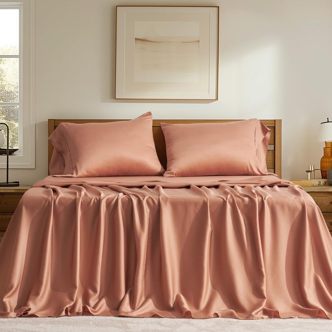 EVERGRACE TENCEL SHEET SET KING SIZE 4 PIECESSOFT COOLING BED SHEETS FOR HOT SLEEPERS EUCALYPTUS LYOCELL LUXURY BREATHABLE BEDDING SET 1 FITTED SHEET 1 FLAT SHEET 2 SHAMS TERRACOTTA CLAY