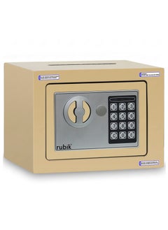 Rubik Mini Cash Deposit Drop Slot Safe Box with Key and Pin Code Option Gold  - Image 2
