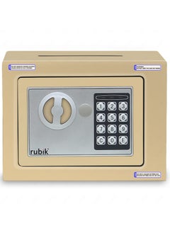 Rubik Mini Cash Deposit Drop Slot Safe Box with Key and Pin Code Option Gold  - Image 4