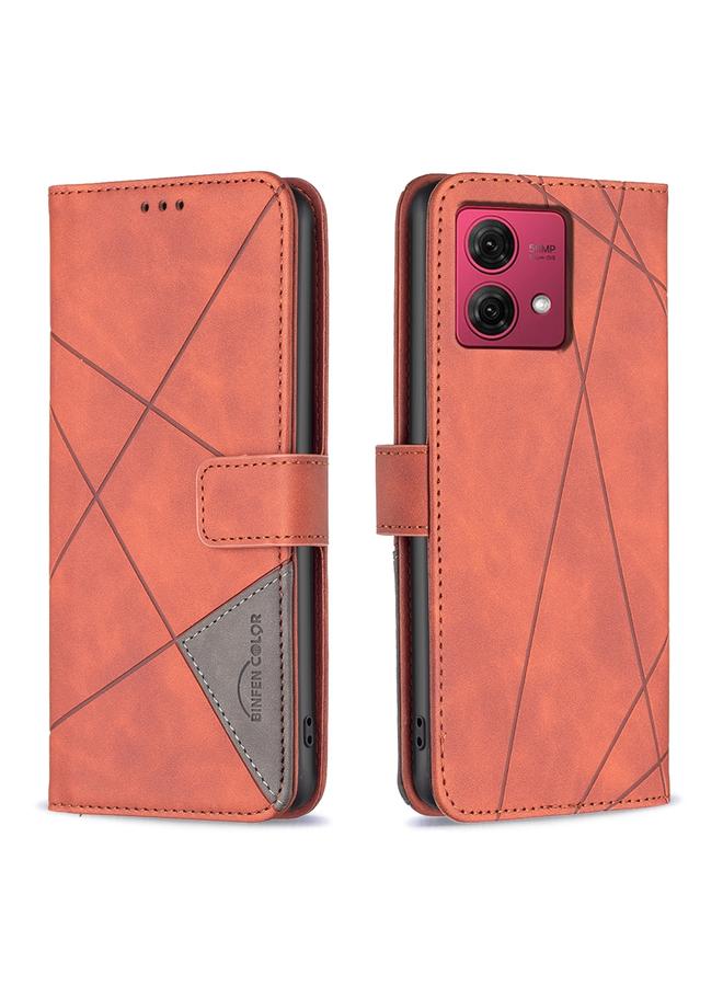 اس-توب جراب لهاتف Motorola Moto G84 5G مصنوع من الجلد بمشبك مغناطيسي ونقشة معينية - Image 1