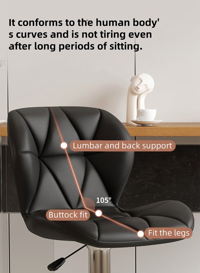 PU الجلد الأصلي كراسي البار المألوفة, مقاعد المقعد, كراسي مكتب الاستقبال على الطراز الأوروبي, الجلد الحديث والبسيط الدوران بار المقاعد, الارتفاع القابل للتعديل مع 360 درجة, سطح مقعد واسع, عالية مقعد بار مقاعد الكرسي (1 قطعة) - Image 4