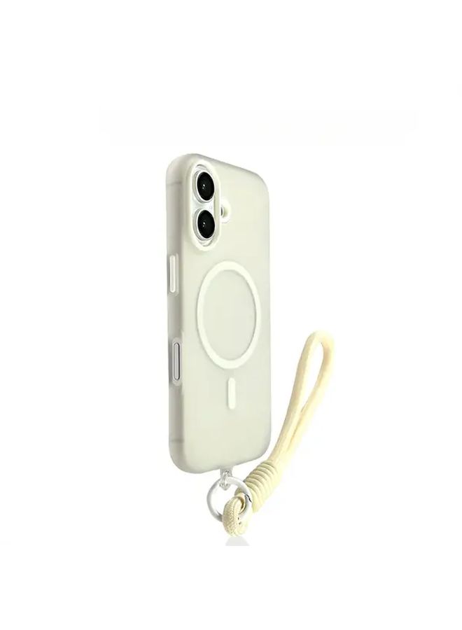 غطاء هاتف ناعم من السيليكون باللون الأزرق الفاتح، مزود بمغناطيس، متوافق مع iPhone 16 Pro، مع حبل عنق وحواف واقية - Image 4