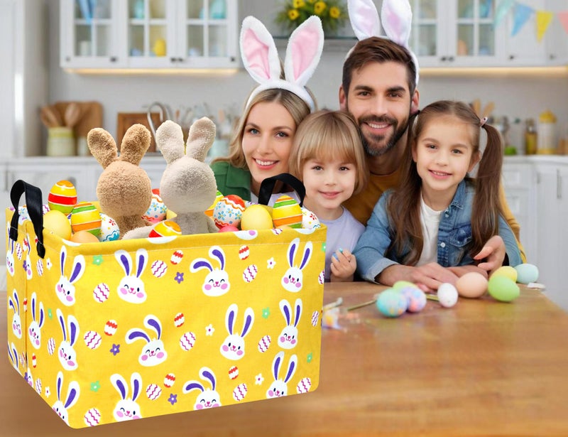 BOOHIT Large Easter Baskets for Kids Personalized Baby Girl Easter Basket Cute Teen Boy Spring Decor (Golden Bunny Egg) - Image 3