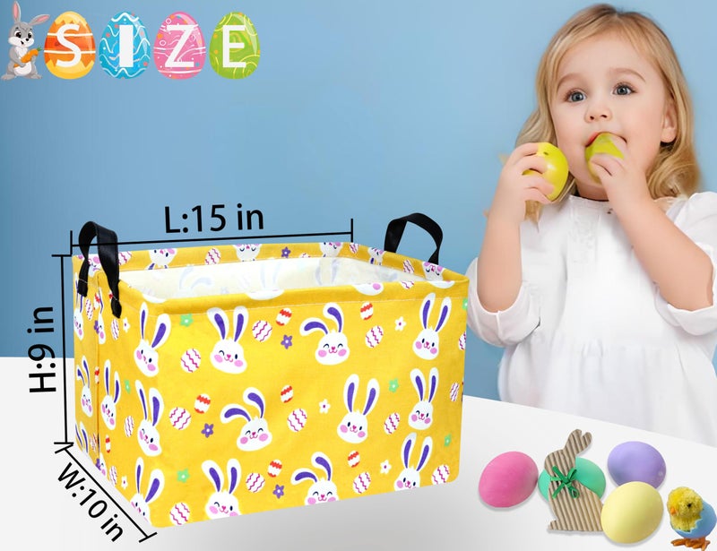 BOOHIT Large Easter Baskets for Kids Personalized Baby Girl Easter Basket Cute Teen Boy Spring Decor (Golden Bunny Egg) - Image 2