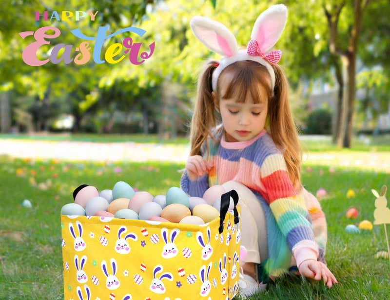 BOOHIT Large Easter Baskets for Kids Personalized Baby Girl Easter Basket Cute Teen Boy Spring Decor (Golden Bunny Egg) - Image 5