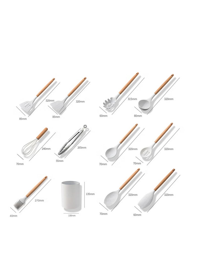 JAJEEK 11-Piece Silicone Non-Stick Cooking Utensil Set with Wooden Handle – Heat-Resistant, Non-Scratch Design, Ideal for Non-Stick Cookware, Ergonomic Comfort - Image 4