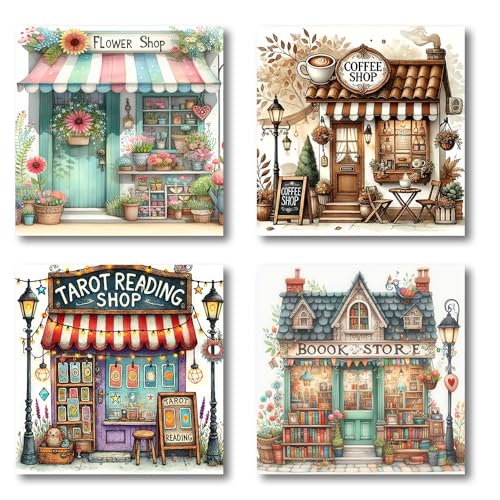 VIGEGU 4 Pack Shop Diamond Art Kits for Adults5D Diamond Painting Kit for Adults Diamond Dots Gem Painting Kit for BeginnersDiamond Art and Craft Paintings Wall Decor 138x138inch - Image 1