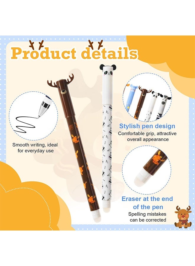٦ أقلام جل قابلة للمسح، أقلام حبر أسود برأس ٠٫٥ مم للكتابة والرسم وتدوين الملاحظات، مناسبة للأطفال والكبار، لوازم مكتبية ومدرسية، بنقوش حيوانات - Image 3