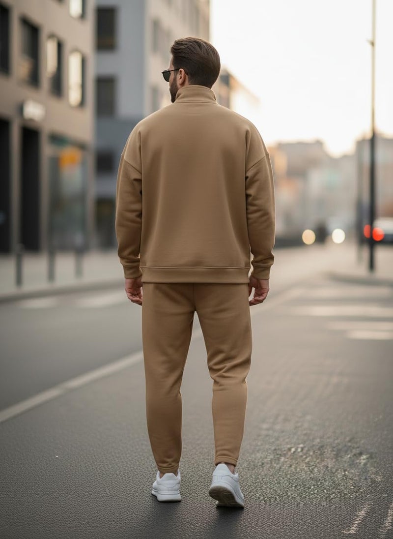 Mack Jonney Solid Half Zipper Track Suit for men | Co-ord Set | Warm Fleece Tracksuit Set | Full Sleeve Sweatshirt-M6144 - Image 4