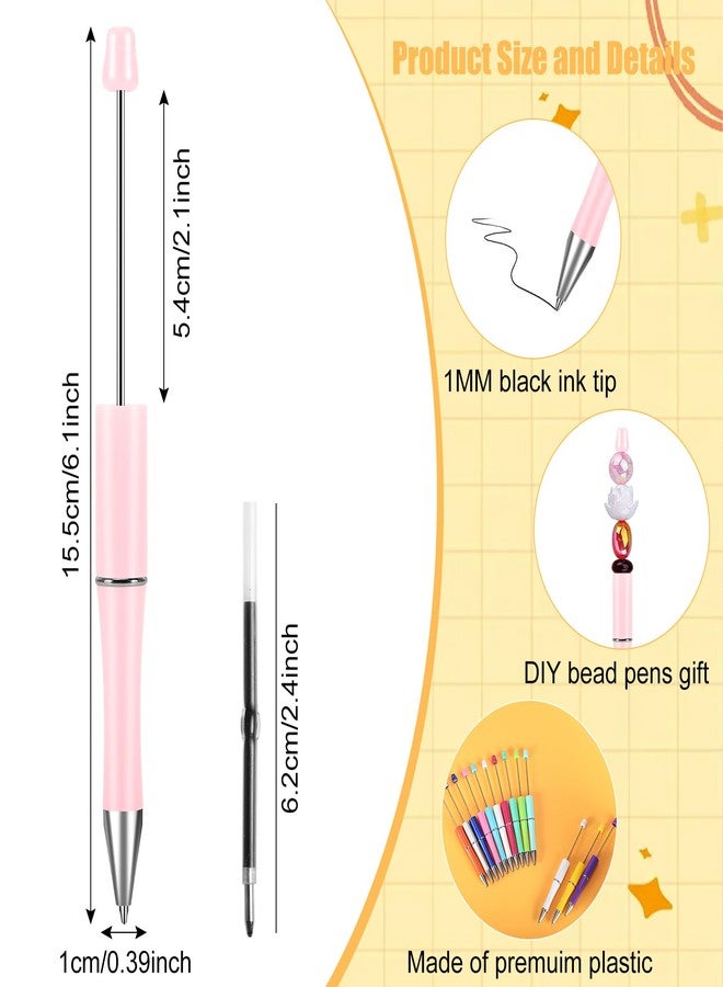 Cabaubl 60 Pieces Beadable Pens,Plastic Beadable Pen,DIY Beadable Pens Bulk,Black Ink Ballpoint Pens,Cute Beaded Pens for Kids Presents Office Supplies DIY Making Gift,20 Colors - Image 2
