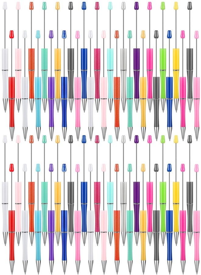 Cabaubl 60 Pieces Beadable Pens,Plastic Beadable Pen,DIY Beadable Pens Bulk,Black Ink Ballpoint Pens,Cute Beaded Pens for Kids Presents Office Supplies DIY Making Gift,20 Colors - Image 1