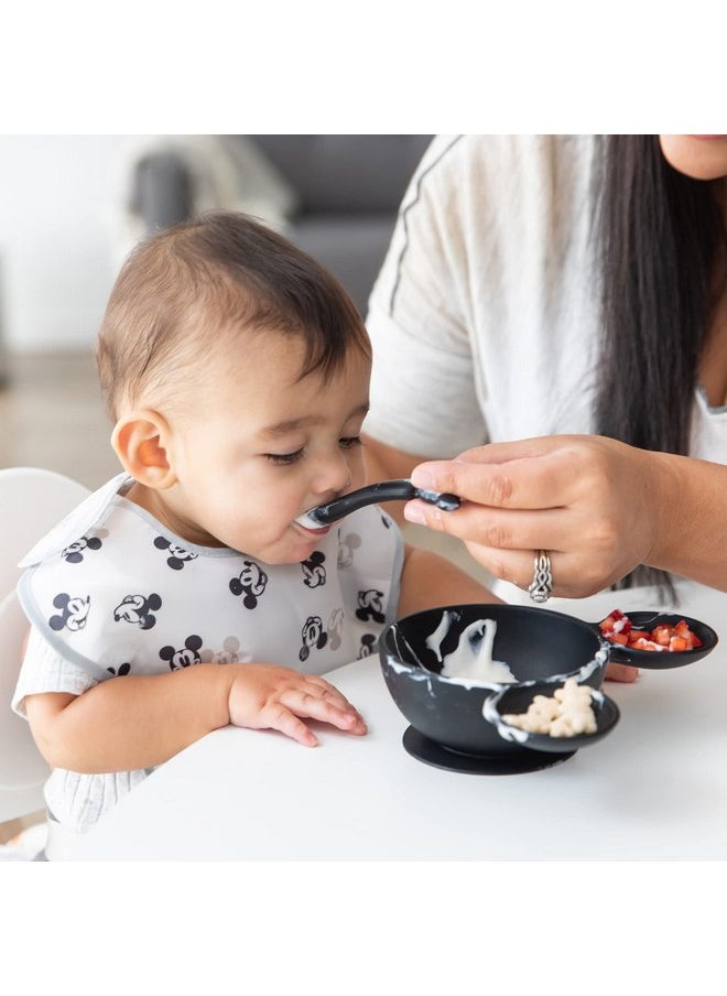 BUMKiNs Bumkins Disney Baby Bowl, Silicone Feeding Set with Suction for Baby and Toddler, Includes Spoon, First Feeding Set, Essentials for Baby Led Weaning, Babies Eating 4 Months Up, Mickey Mouse Black  - Image 2