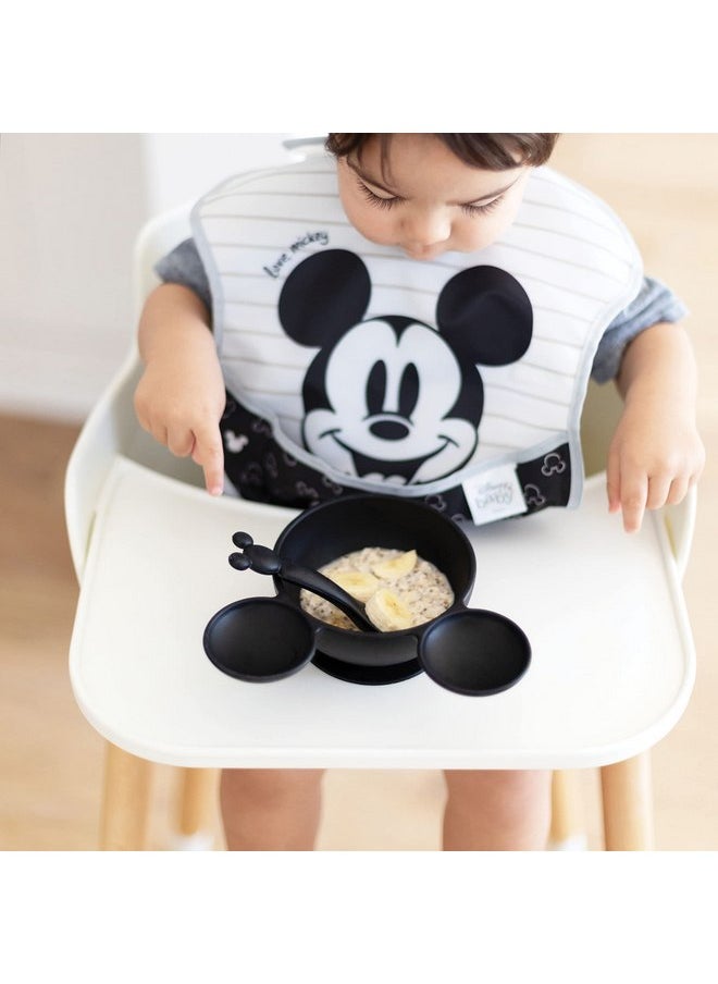 BUMKiNs Bumkins Disney Baby Bowl, Silicone Feeding Set with Suction for Baby and Toddler, Includes Spoon, First Feeding Set, Essentials for Baby Led Weaning, Babies Eating 4 Months Up, Mickey Mouse Black  - Image 3
