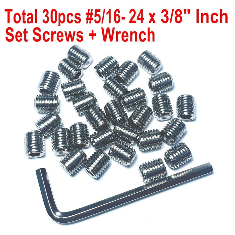 ZDingTech 50pcs Set Screws 5/16-24 x 3/8" inch 304 Stainless Steel Allen Head Hex Socket Set Screws Grub Hex Head Sockets with 5/32 Allen Wrench.(3/8" Length) - Image 2