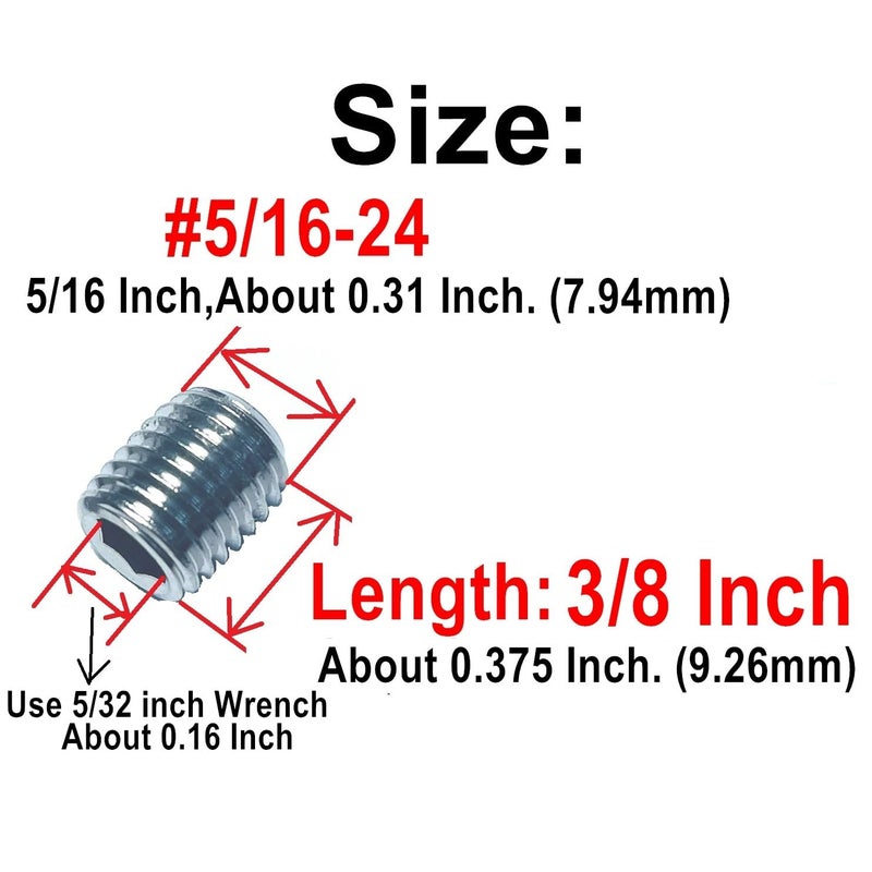 ZDingTech 50pcs Set Screws 5/16-24 x 3/8" inch 304 Stainless Steel Allen Head Hex Socket Set Screws Grub Hex Head Sockets with 5/32 Allen Wrench.(3/8" Length) - Image 3