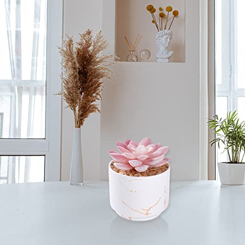 ZENIDA Succulent Artificial Plants,Cute Fake Succulents in 1 White Ceramic Pots,Small Fake Plants for Office,Table,Desk,Bathroom, Bedroom,Aesthetic Room Shelves Decor,Desk Decorations for Women Office - Image 4