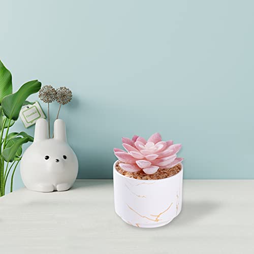 ZENIDA Succulent Artificial Plants,Cute Fake Succulents in 1 White Ceramic Pots,Small Fake Plants for Office,Table,Desk,Bathroom, Bedroom,Aesthetic Room Shelves Decor,Desk Decorations for Women Office - Image 3
