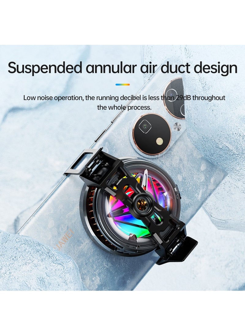 RECTO Phone Cooler with Plastic Buckle, HeatSink Mobile Phone Gaming Radiator Cooling Fan, Magnetic Phone Cooler with Gaming Light for Mobile Gaming, Live StreamingCooling Plate(with Cooling Plate)  - Image 4