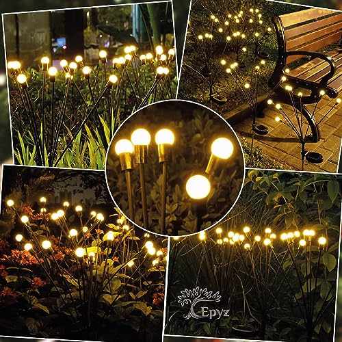 Epyz Solar Light Outdoor Waterproof Firefly Lights,Solar Garden Decorative Lights 2 Lighting Mode [ 6 LED, Warm Yellow, Pack of 2 ] - Image 5