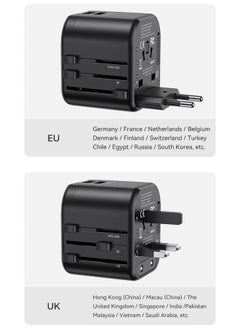 Usams 20W Universal Travel Adapter Universal Charger International Adapter For 200+ Countries Power Adapter Power Plug Wall Charger AC Power Adapter with Dual USB Charging  - Image 3