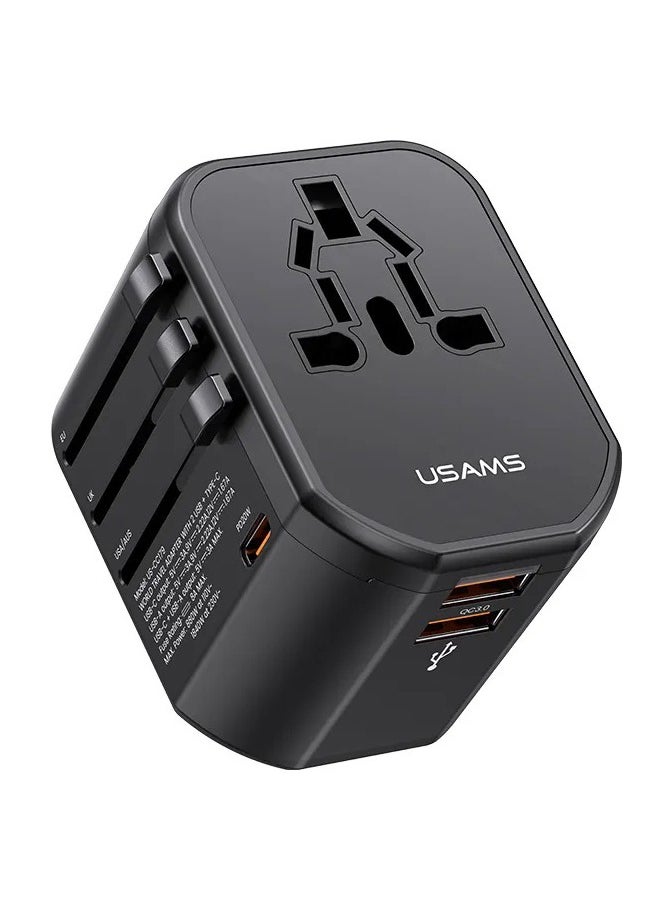 Usams - 20W Universal Travel Adapter Universal Charger International Adapter For 200+ Countries Power Adapter Power Plug Wall Charger AC Power Adapter with Dual USB Charging - Image 1